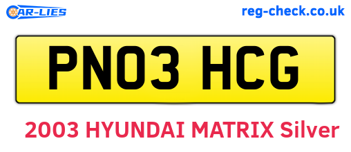PN03HCG are the vehicle registration plates.