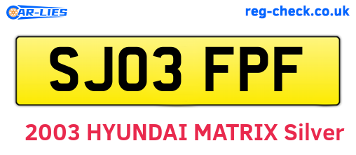 SJ03FPF are the vehicle registration plates.