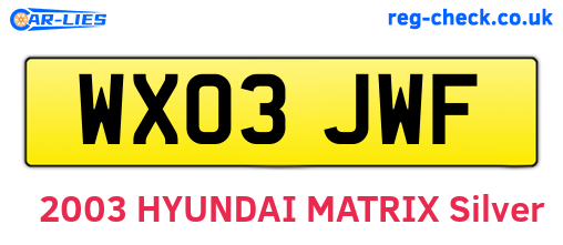 WX03JWF are the vehicle registration plates.