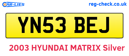YN53BEJ are the vehicle registration plates.