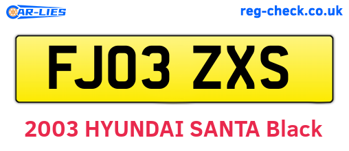 FJ03ZXS are the vehicle registration plates.