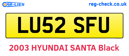 LU52SFU are the vehicle registration plates.