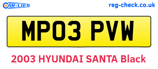 MP03PVW are the vehicle registration plates.