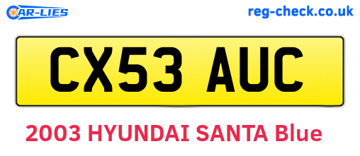 CX53AUC are the vehicle registration plates.