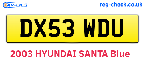 DX53WDU are the vehicle registration plates.