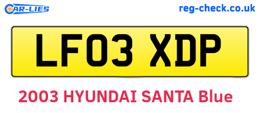 LF03XDP are the vehicle registration plates.