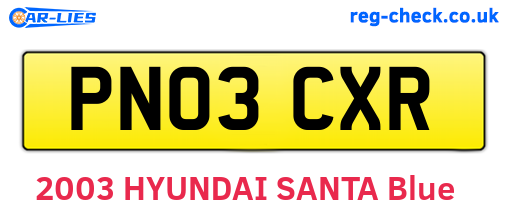 PN03CXR are the vehicle registration plates.