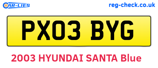 PX03BYG are the vehicle registration plates.