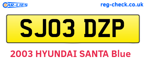 SJ03DZP are the vehicle registration plates.
