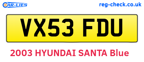 VX53FDU are the vehicle registration plates.
