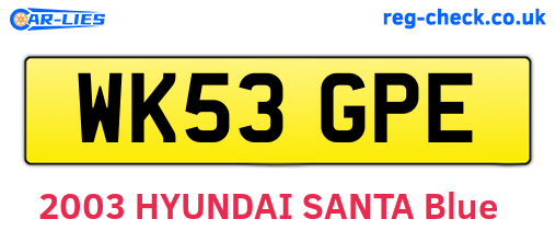 WK53GPE are the vehicle registration plates.