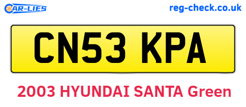 CN53KPA are the vehicle registration plates.