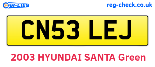 CN53LEJ are the vehicle registration plates.