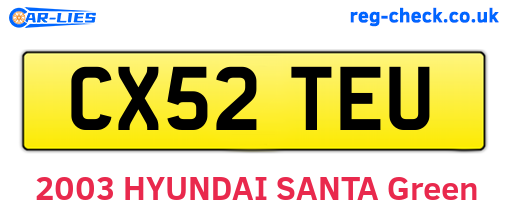 CX52TEU are the vehicle registration plates.