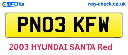 PN03KFW are the vehicle registration plates.
