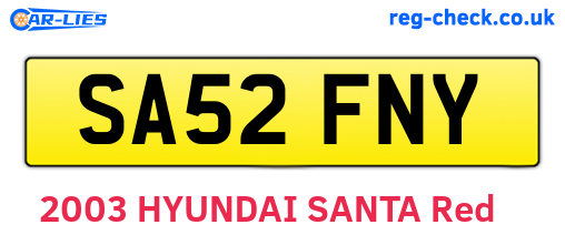 SA52FNY are the vehicle registration plates.