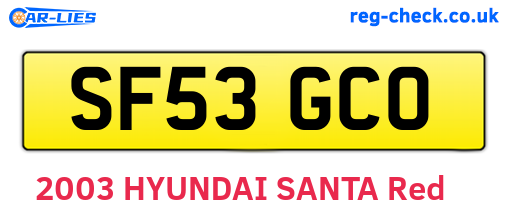 SF53GCO are the vehicle registration plates.