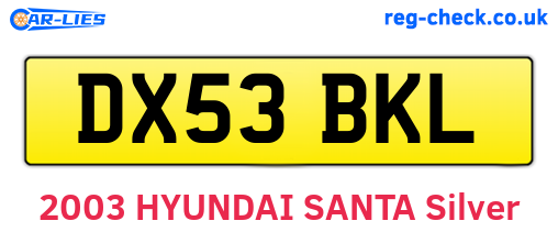 DX53BKL are the vehicle registration plates.