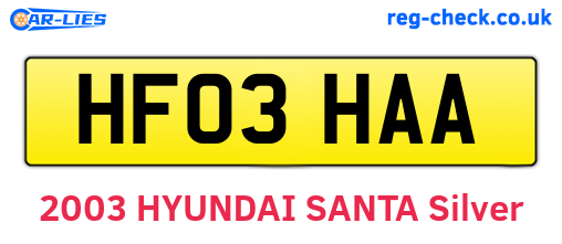 HF03HAA are the vehicle registration plates.