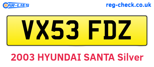 VX53FDZ are the vehicle registration plates.