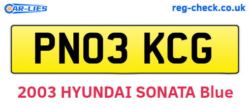 PN03KCG are the vehicle registration plates.