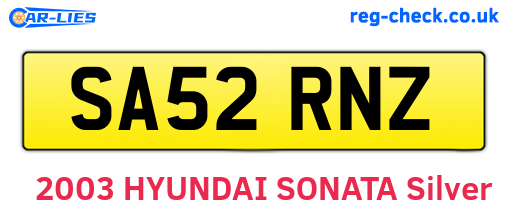 SA52RNZ are the vehicle registration plates.