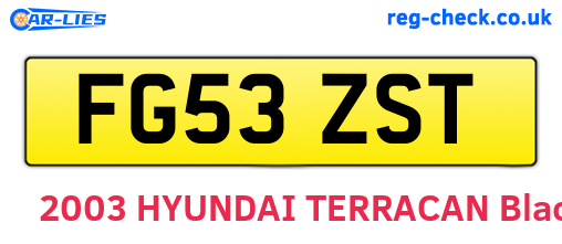 FG53ZST are the vehicle registration plates.