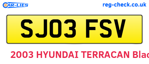 SJ03FSV are the vehicle registration plates.