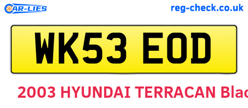 WK53EOD are the vehicle registration plates.