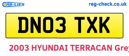 DN03TXK are the vehicle registration plates.