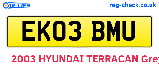 EK03BMU are the vehicle registration plates.