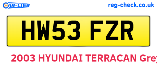 HW53FZR are the vehicle registration plates.