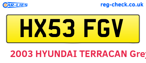 HX53FGV are the vehicle registration plates.