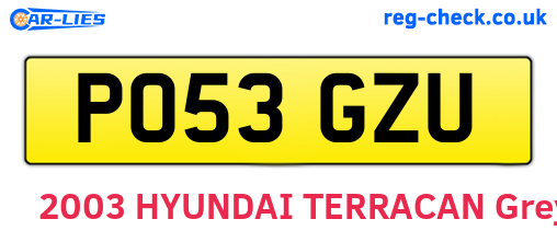PO53GZU are the vehicle registration plates.