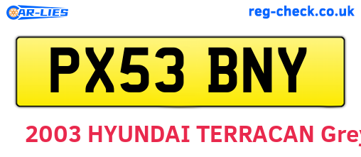 PX53BNY are the vehicle registration plates.