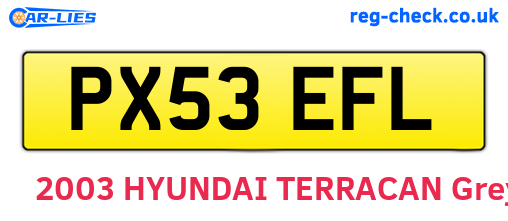 PX53EFL are the vehicle registration plates.