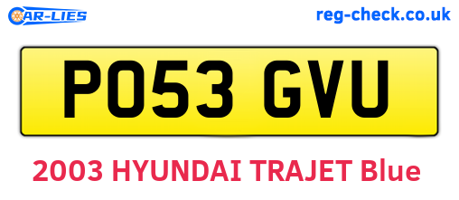 PO53GVU are the vehicle registration plates.