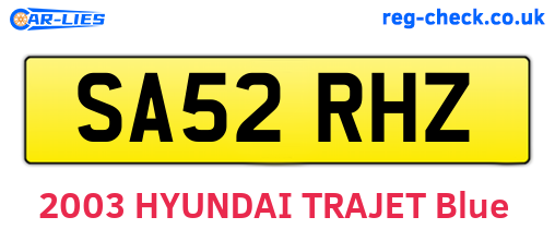 SA52RHZ are the vehicle registration plates.