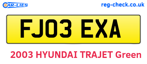 FJ03EXA are the vehicle registration plates.
