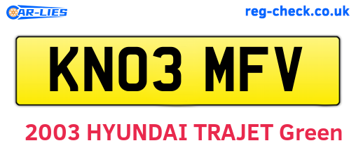KN03MFV are the vehicle registration plates.