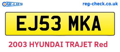 EJ53MKA are the vehicle registration plates.