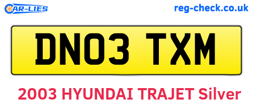 DN03TXM are the vehicle registration plates.