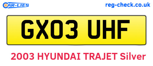 GX03UHF are the vehicle registration plates.