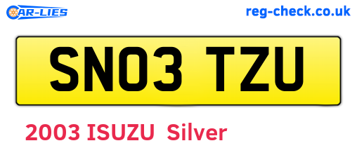 SN03TZU are the vehicle registration plates.