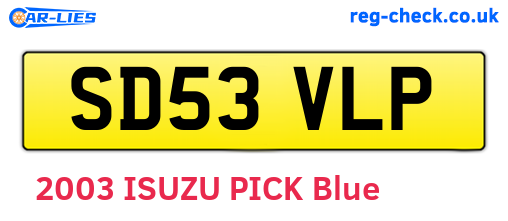 SD53VLP are the vehicle registration plates.