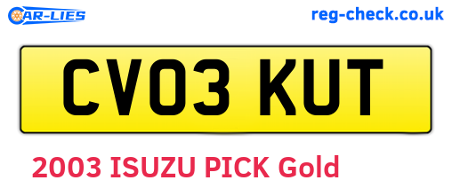 CV03KUT are the vehicle registration plates.