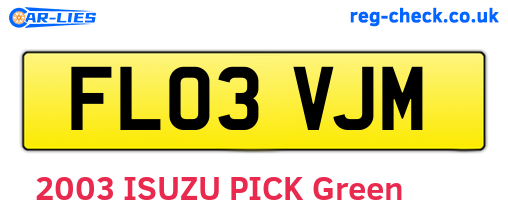 FL03VJM are the vehicle registration plates.