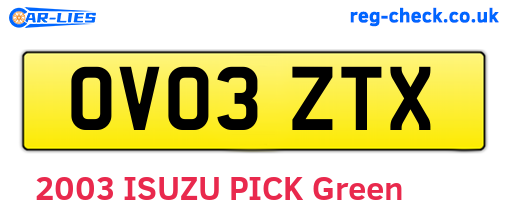 OV03ZTX are the vehicle registration plates.