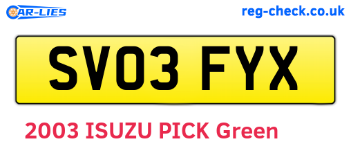 SV03FYX are the vehicle registration plates.