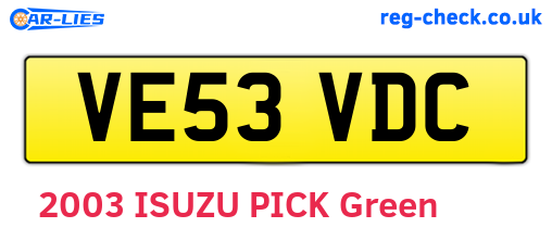 VE53VDC are the vehicle registration plates.